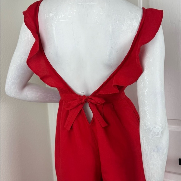 Red Carter Vibrant Red Jumpsuit with Wide-Leg Design Size XS. A48 - Picture 12 of 16